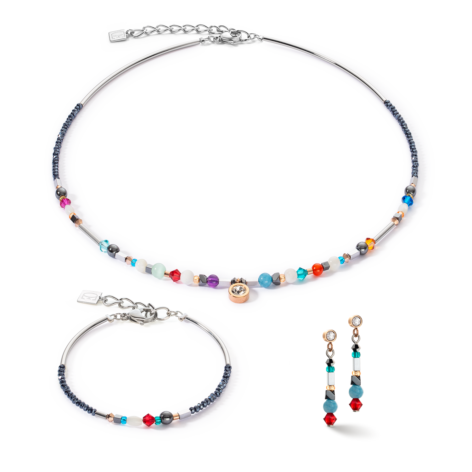 Boucles d'oreille Sparkling Dot Pierres Précieuses multicolore vintage