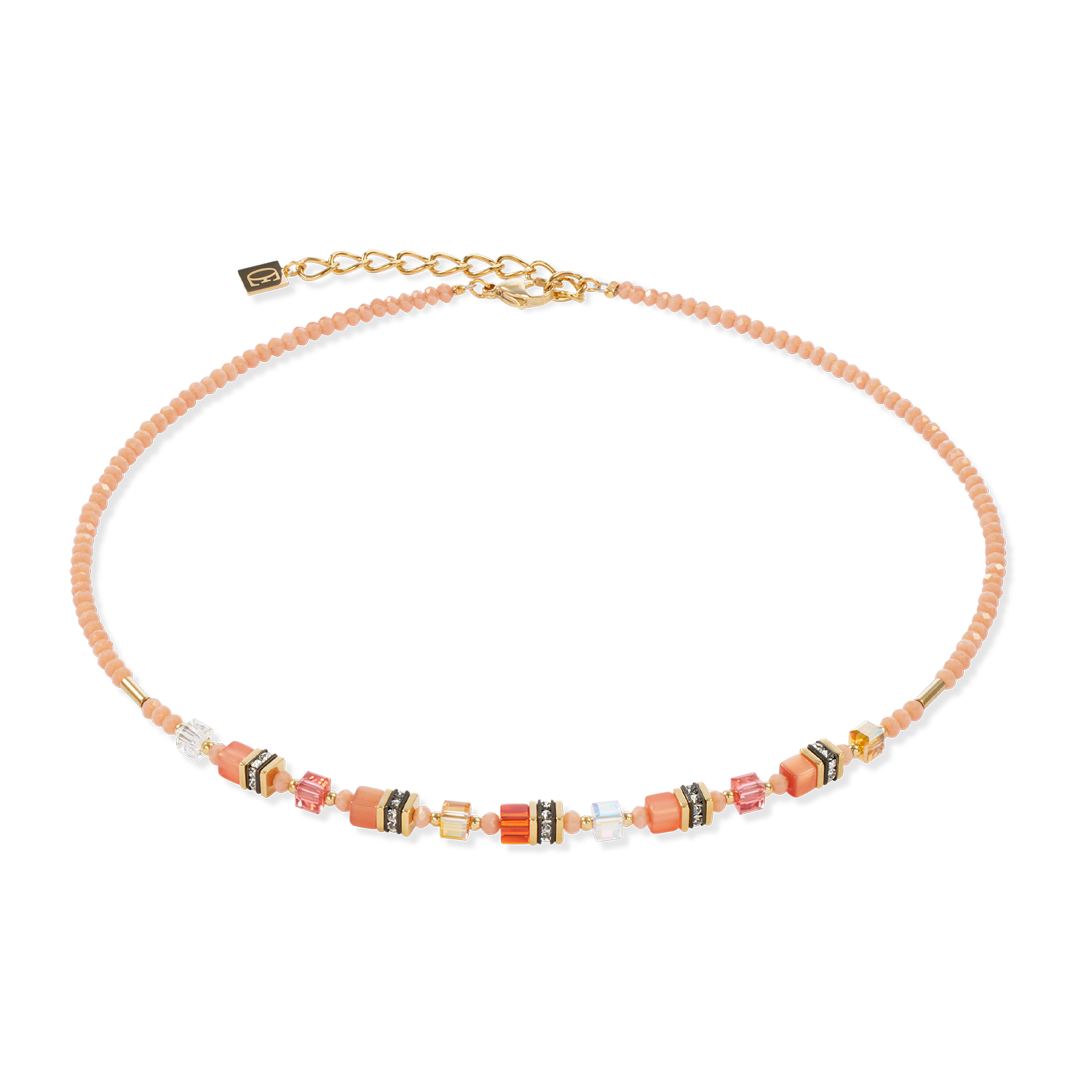 Collier Mini Cubes orange