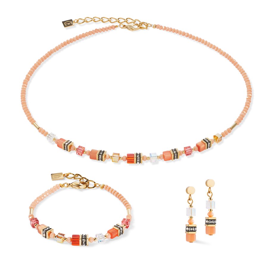 Collier Mini Cubes orange