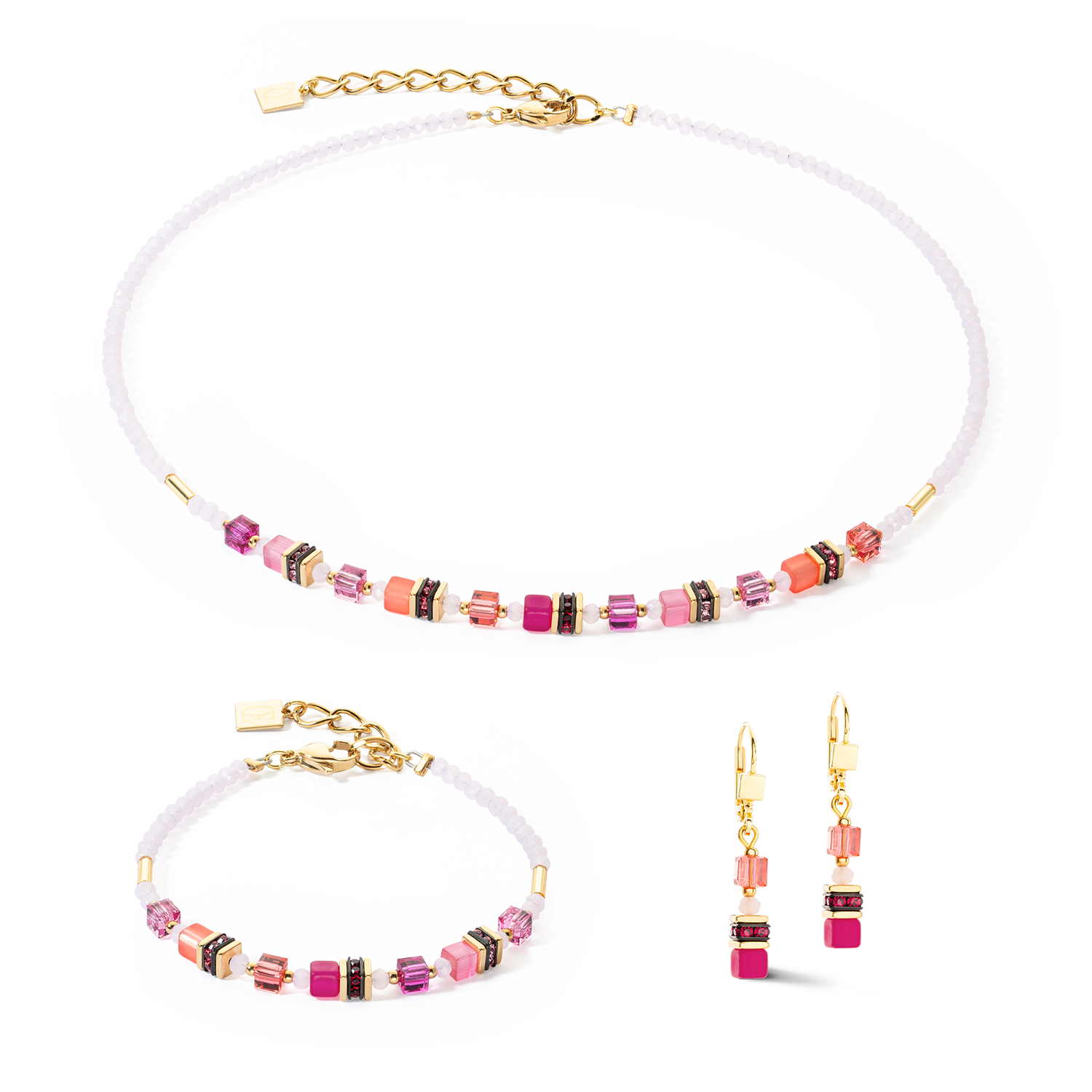 Collier Mini Cubes Magenta