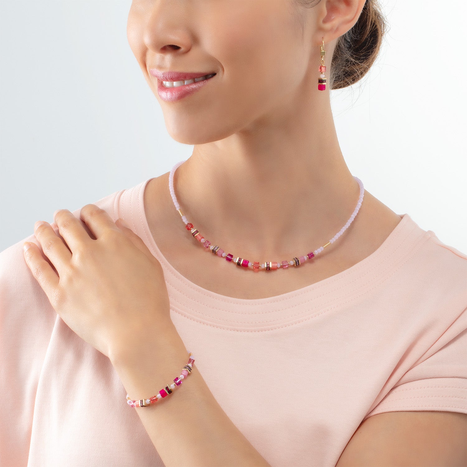 Collier Mini Cubes Magenta