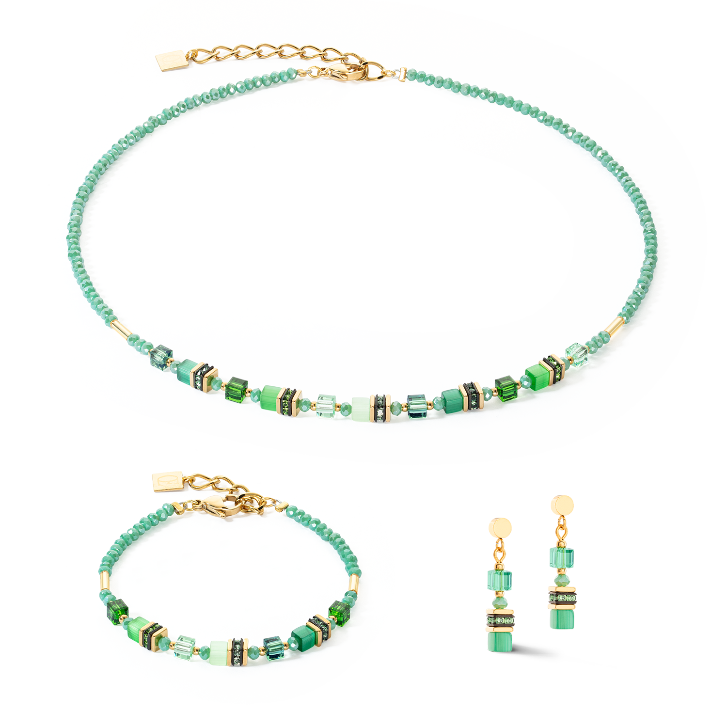 Collier Mini Cubes vert