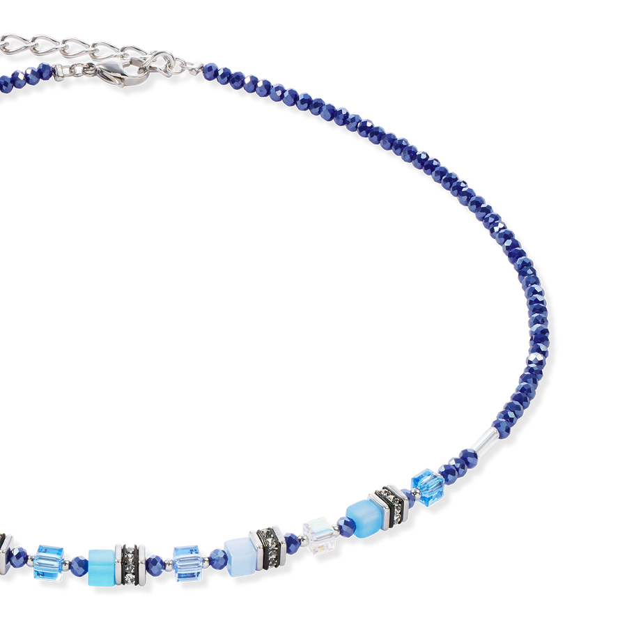 Collier Mini Cubes bleu