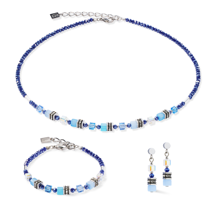 Collier Mini Cubes bleu