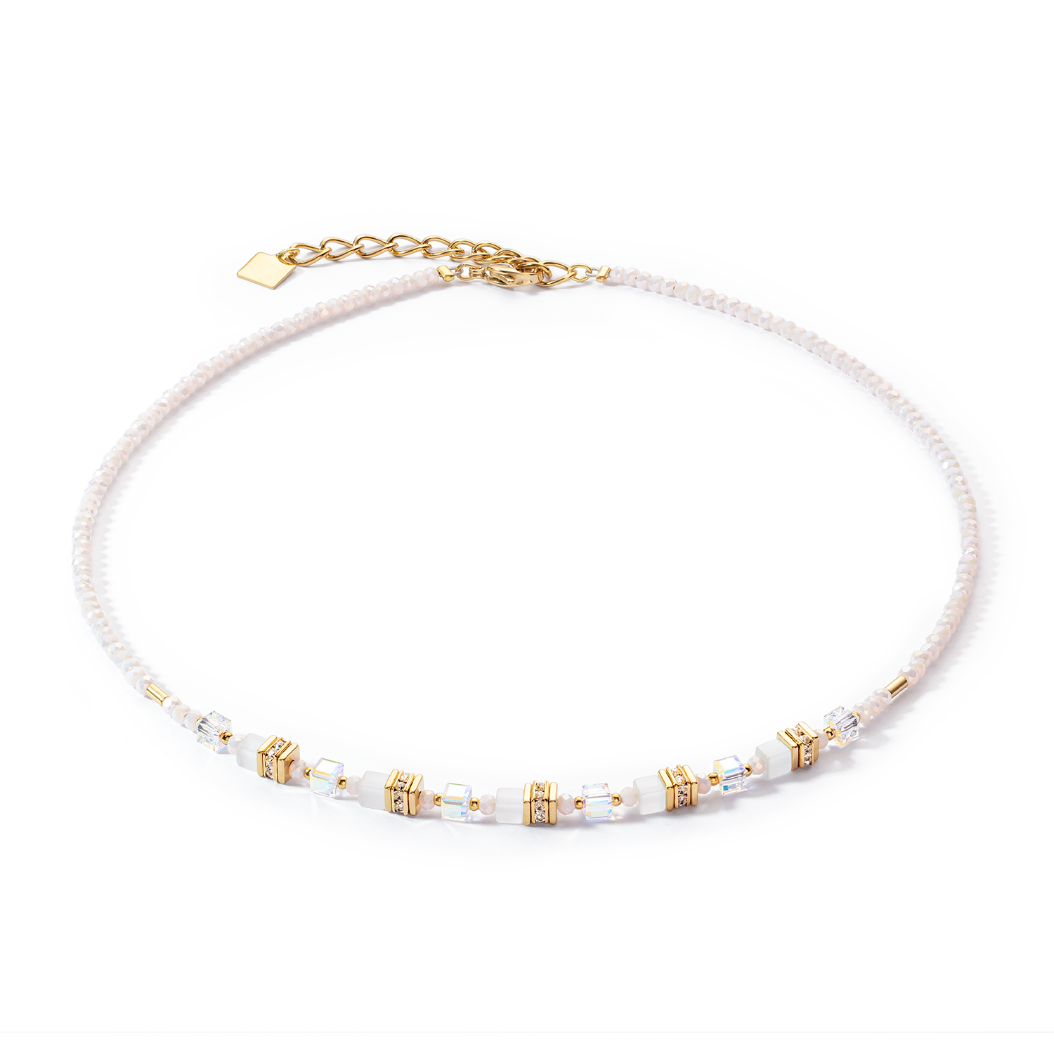Collier Mini Cubes or blanc