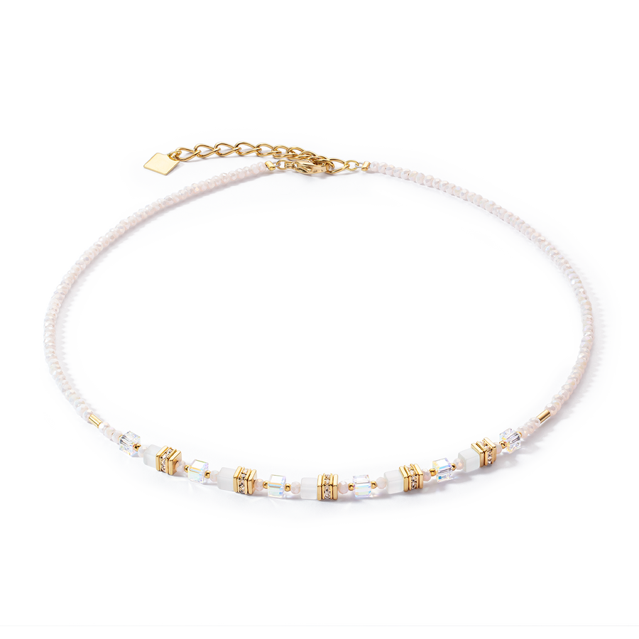 Collier Mini Cubes or blanc