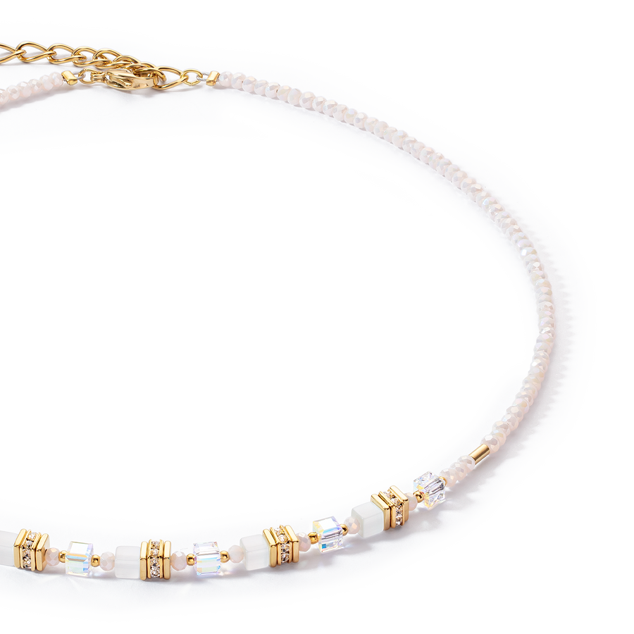 Collier Mini Cubes or blanc