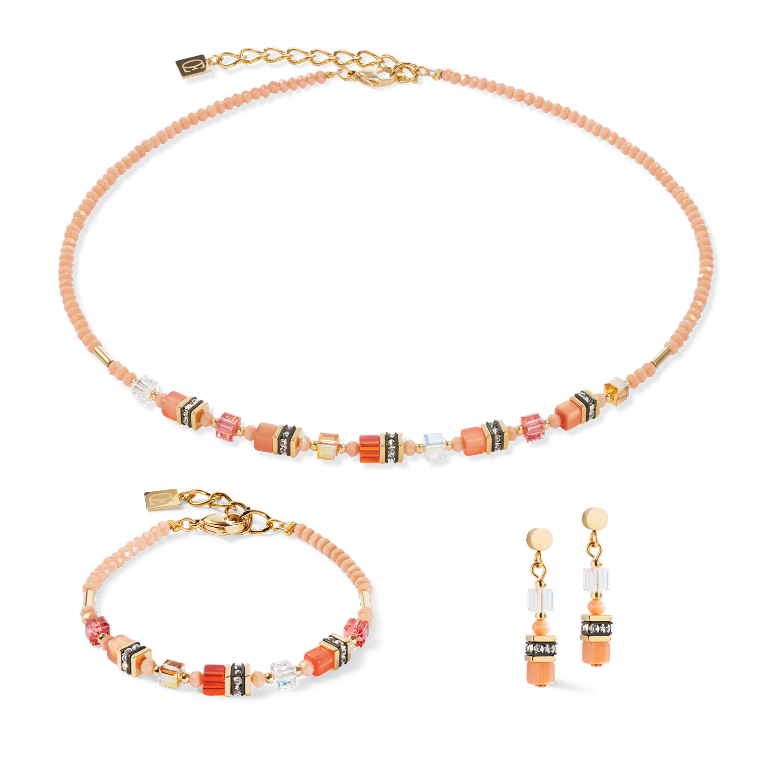 Boucles d'oreilles Mini Cubes orange
