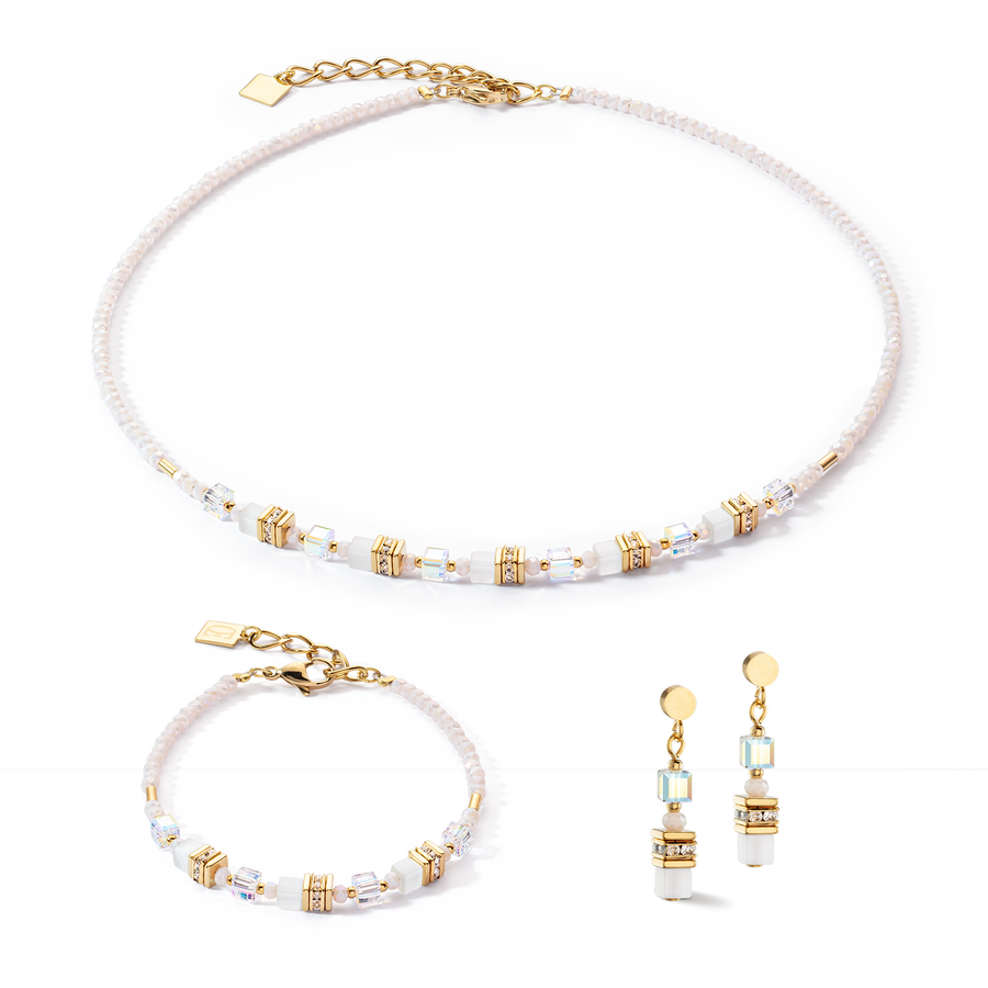 Boucles d'oreilles Mini Cubes or blanc