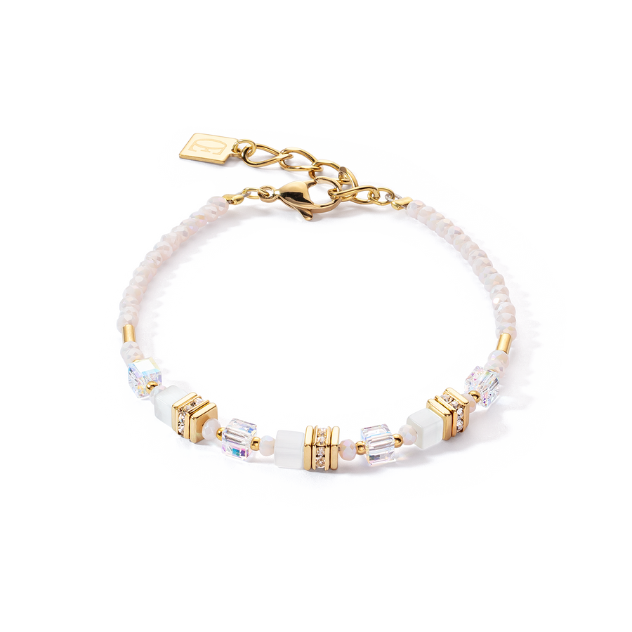 Bracelet Mini Cubes or blanc