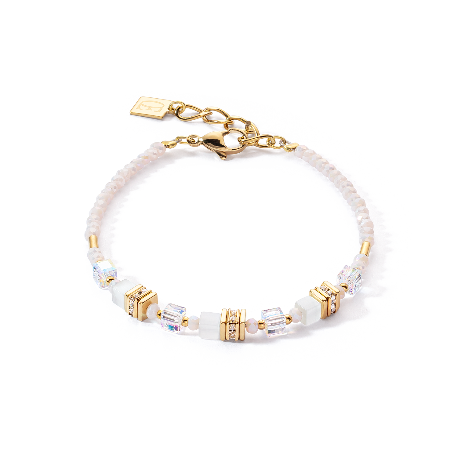 Bracelet Mini Cubes or blanc