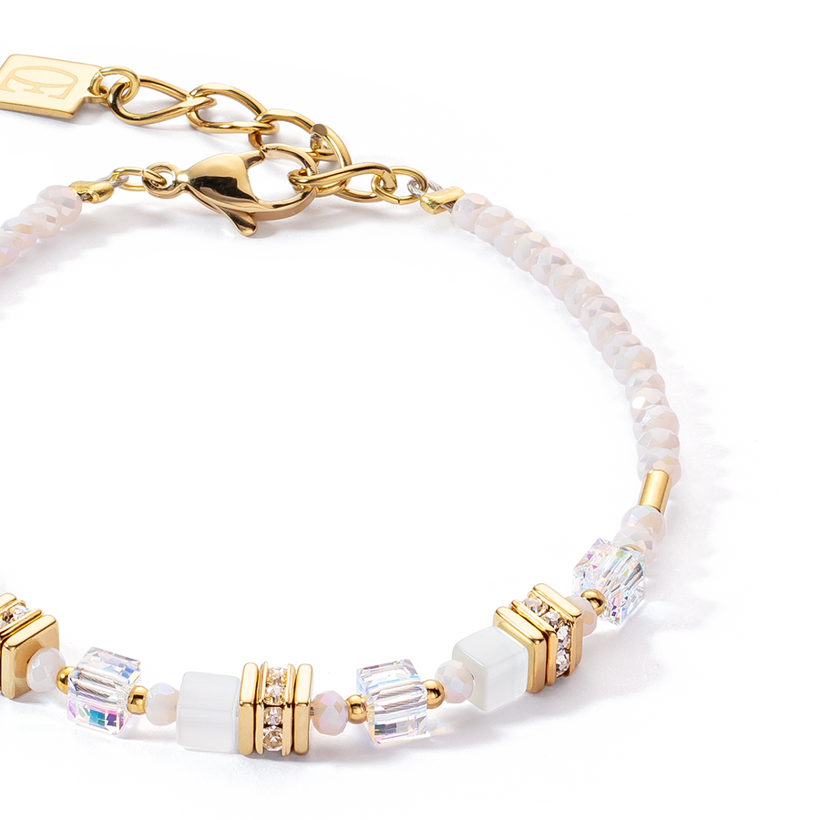 Bracelet Mini Cubes or blanc