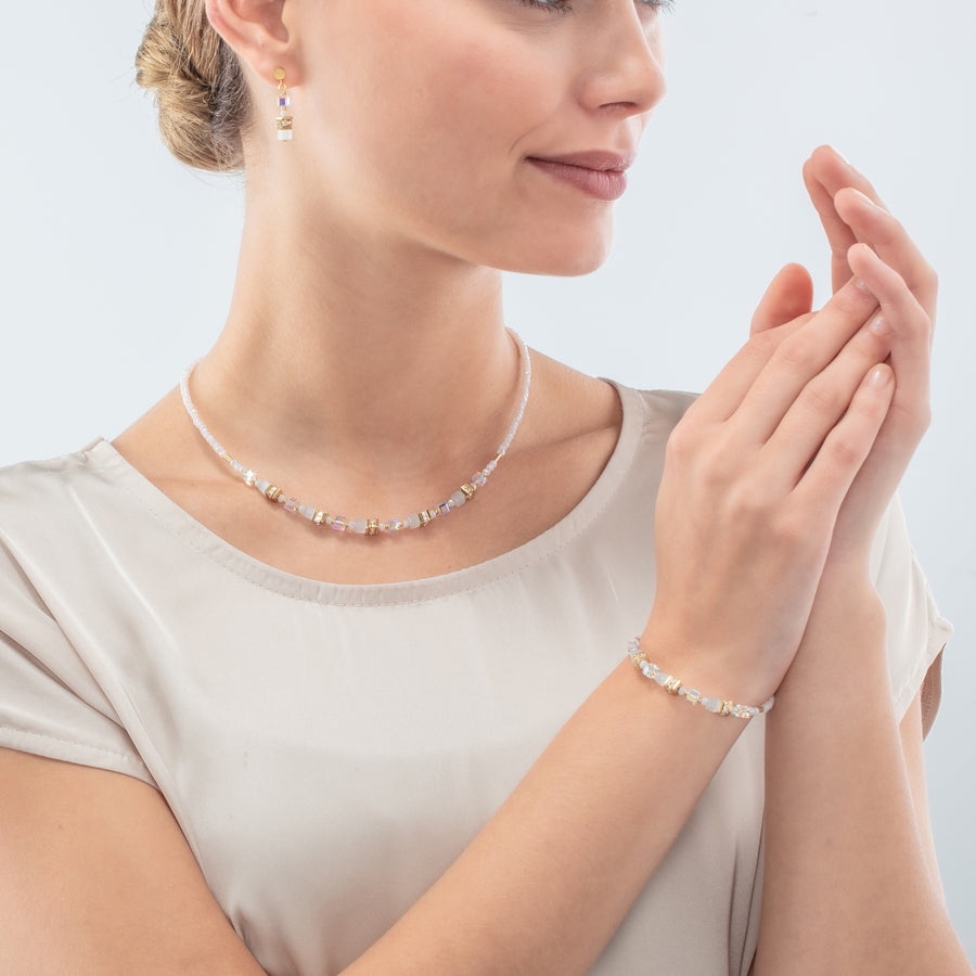 Bracelet Mini Cubes or blanc