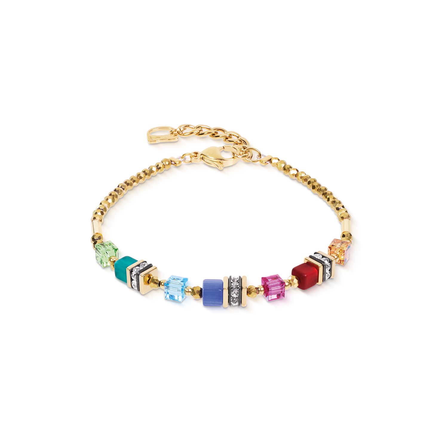 Bracelet Mini Cubes multicolore rainbow doré