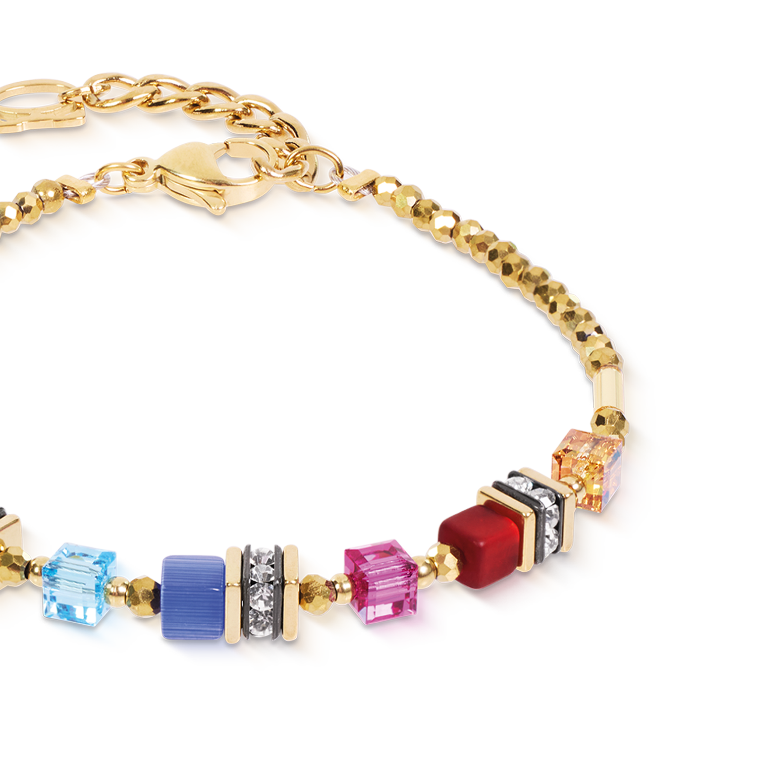 Bracelet Mini Cubes multicolore rainbow doré