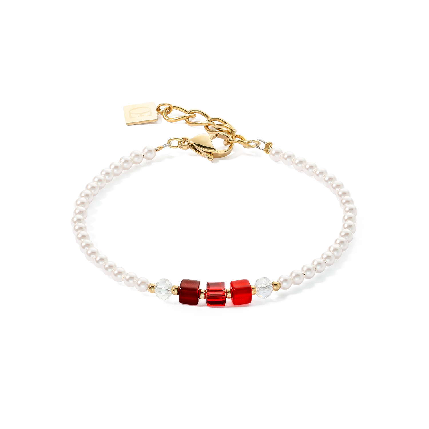 Bracelet Princess Pearls & Cubes or-rouge