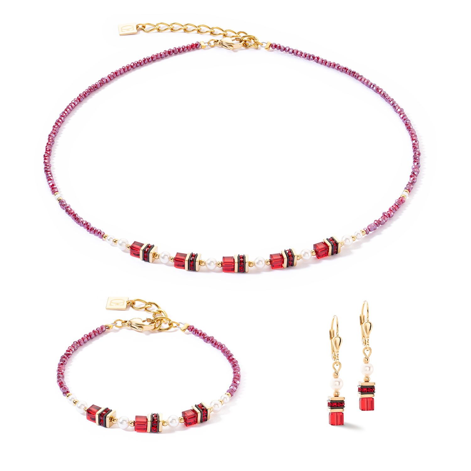 Boucles d'oreilles Sparkling Princess or-rouge