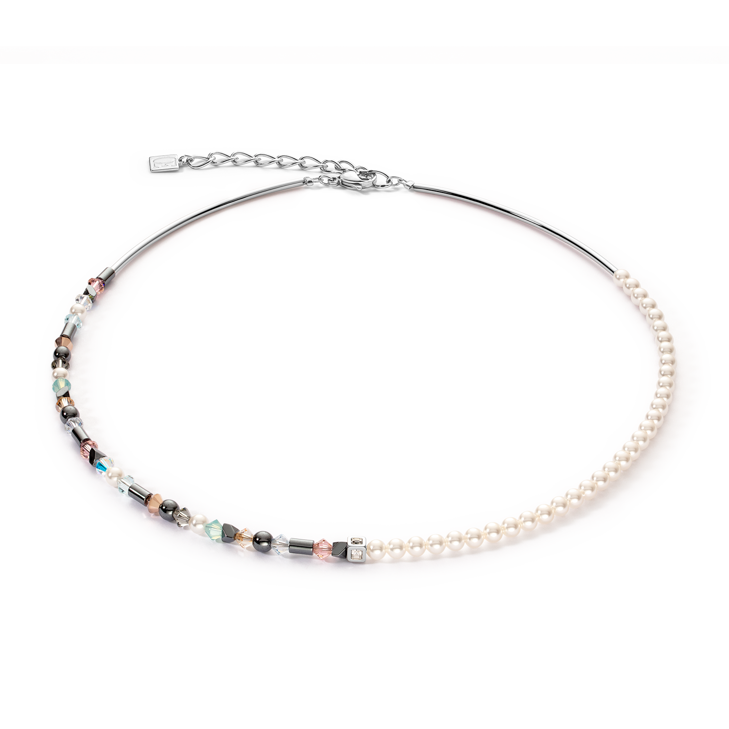 Collier Princess pearls Asymétrie aqua-rose