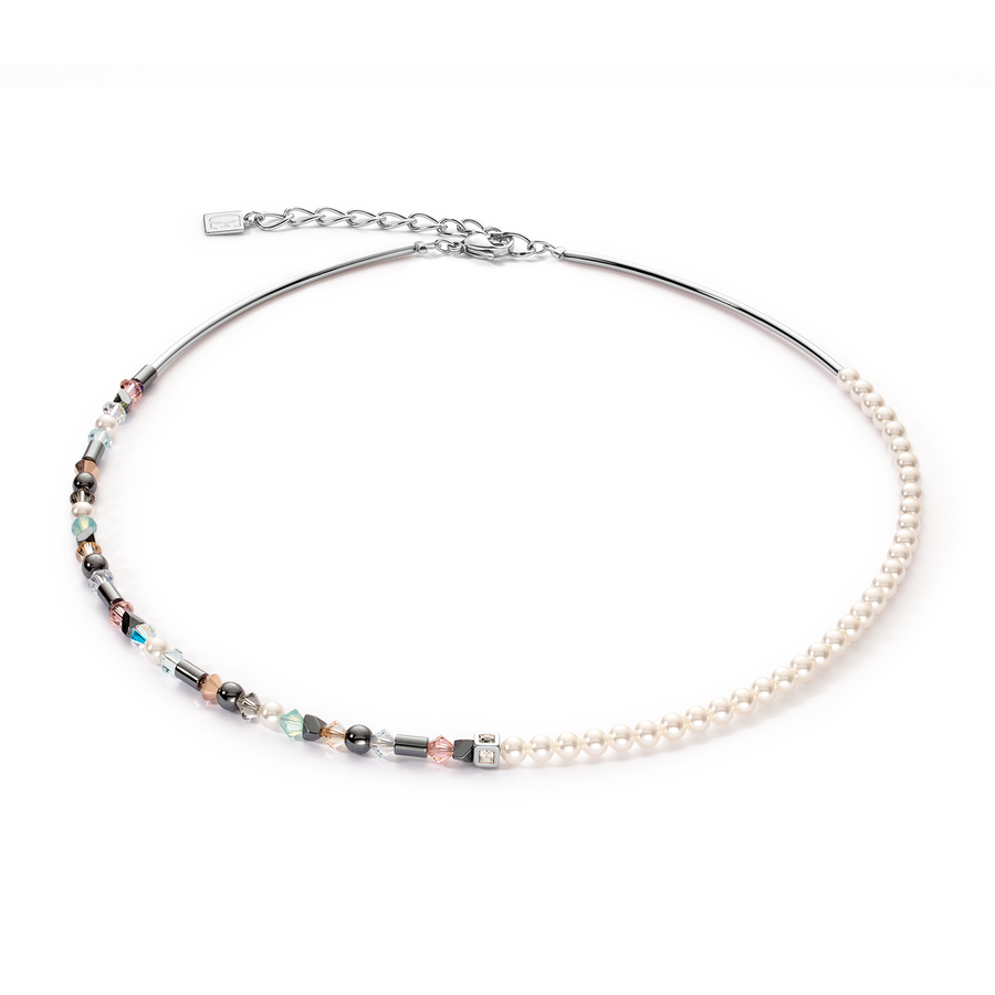 Collier Princess pearls Asymétrie aqua-rose