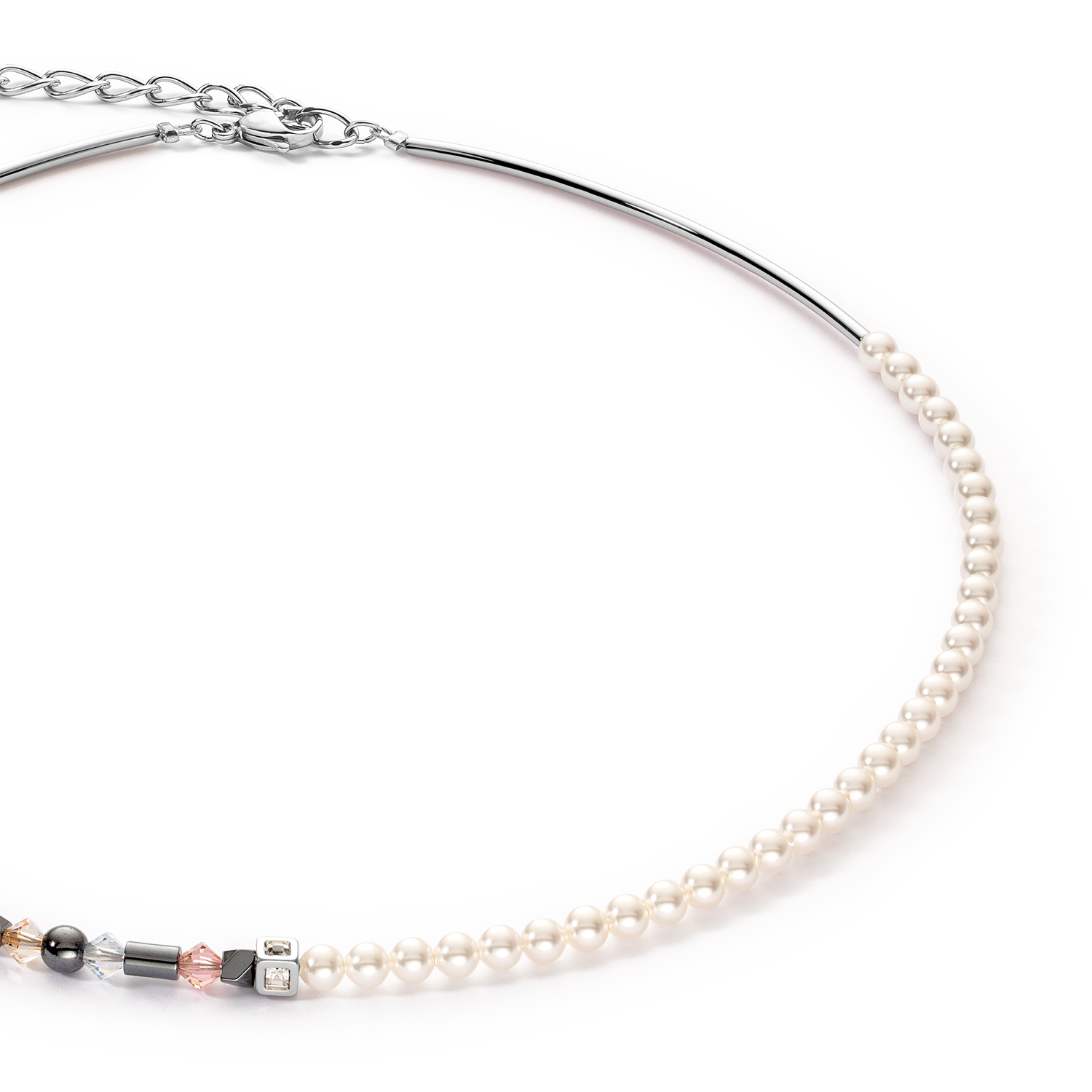 Collier Princess pearls Asymétrie aqua-rose