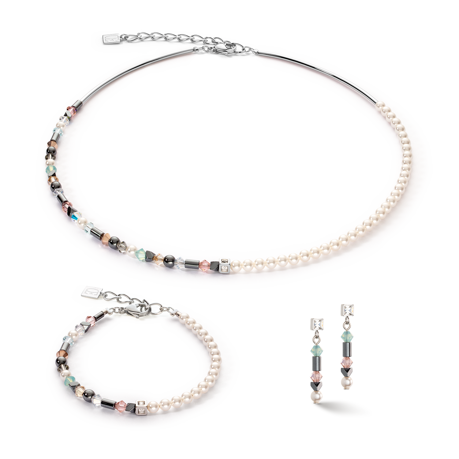 Collier Princess pearls Asymétrie aqua-rose