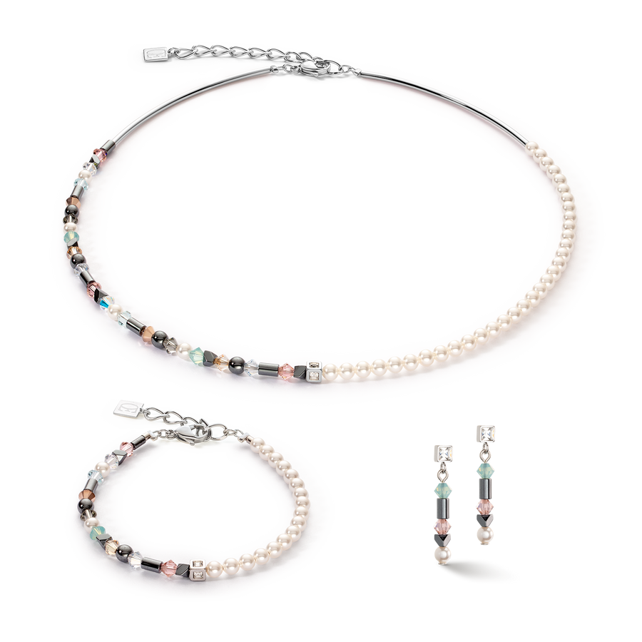 Collier Princess pearls Asymétrie aqua-rose
