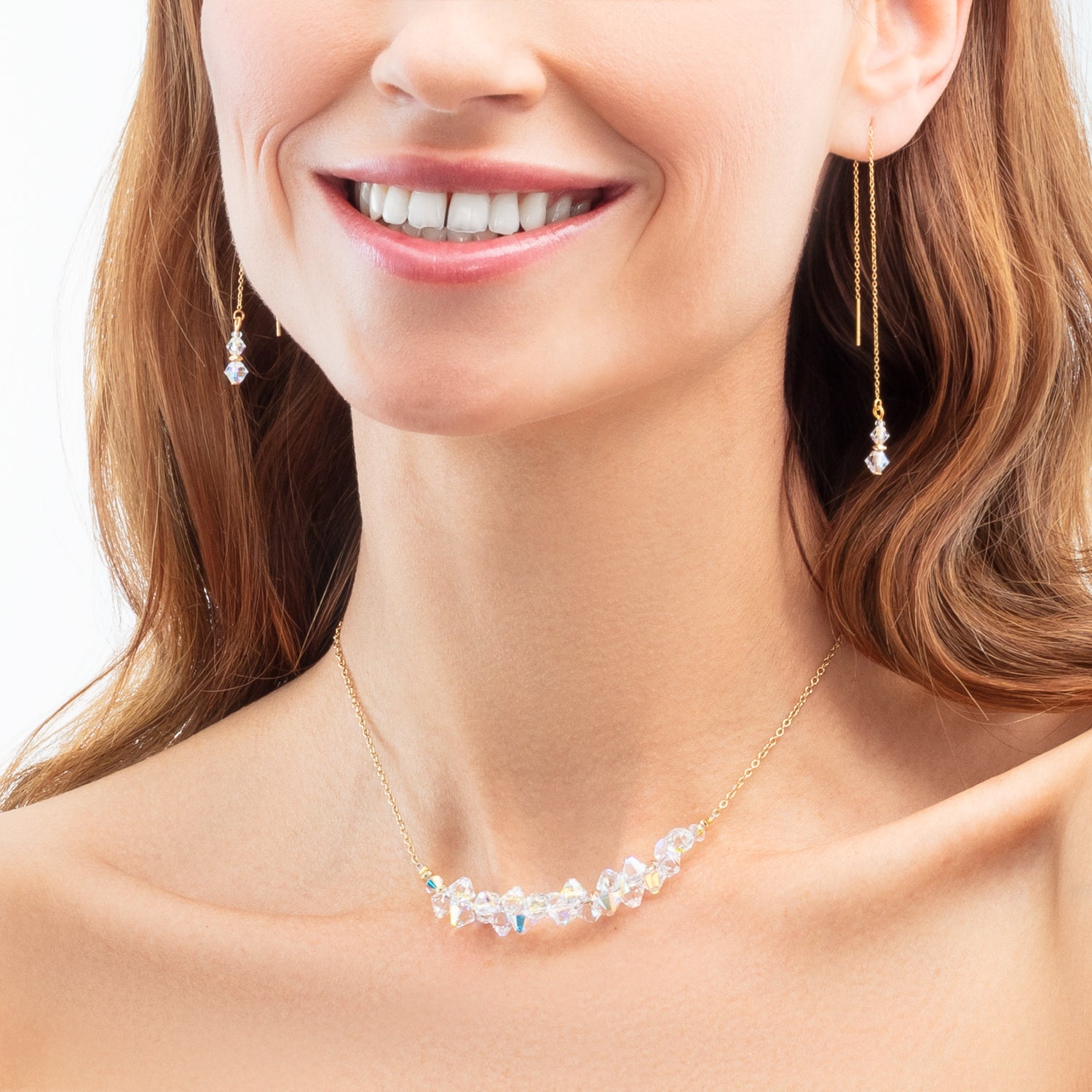 Boucles d'oreilles Dancing Crystals Pure or-cristal