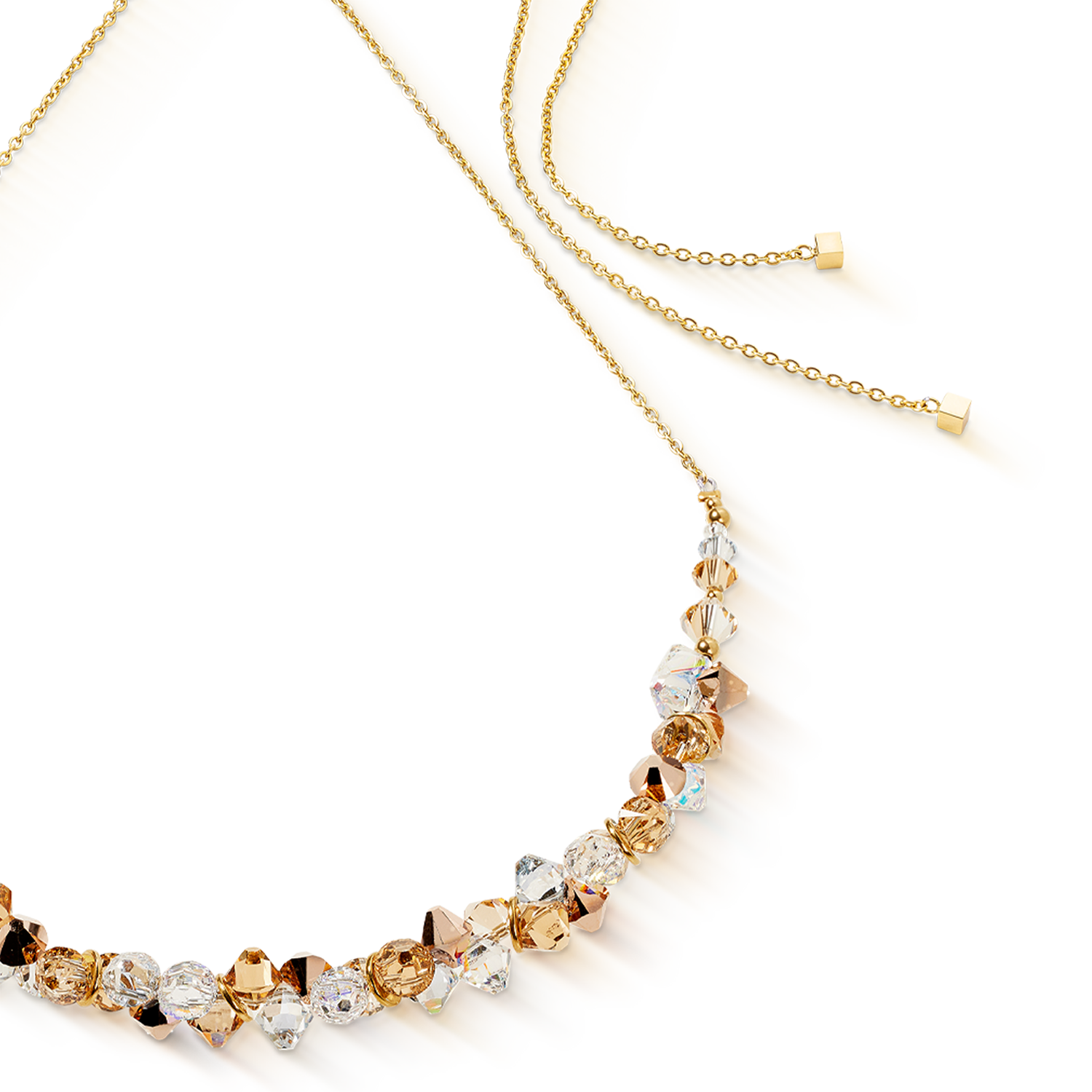 Collier Dancing Crystals or-beige