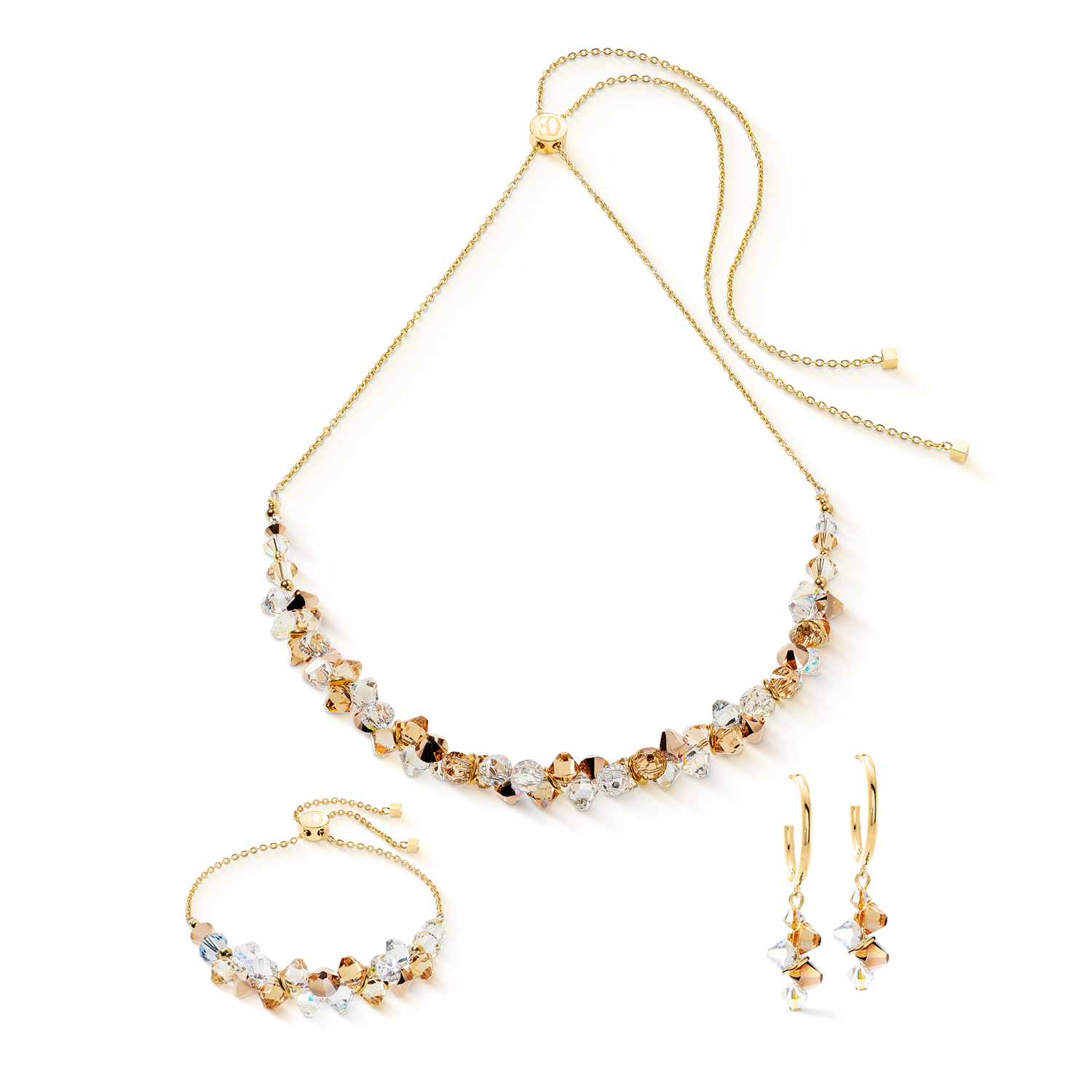 Collier Dancing Crystals or-beige