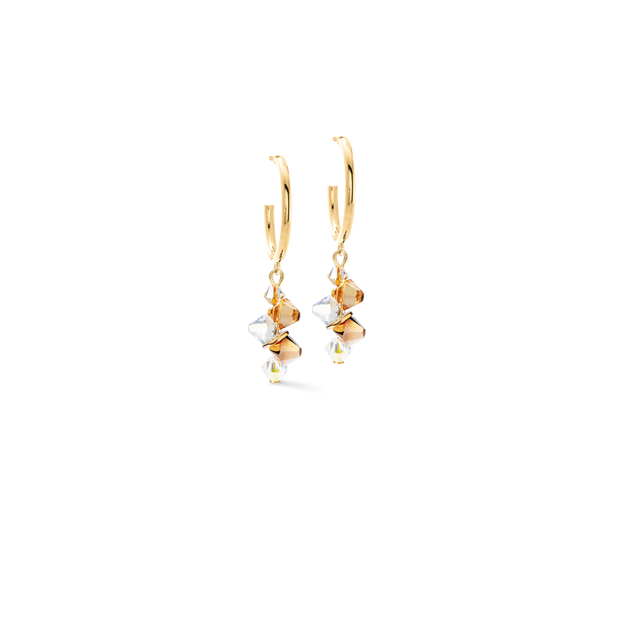 Boucles d'oreilles Dancing Crystals or-beige