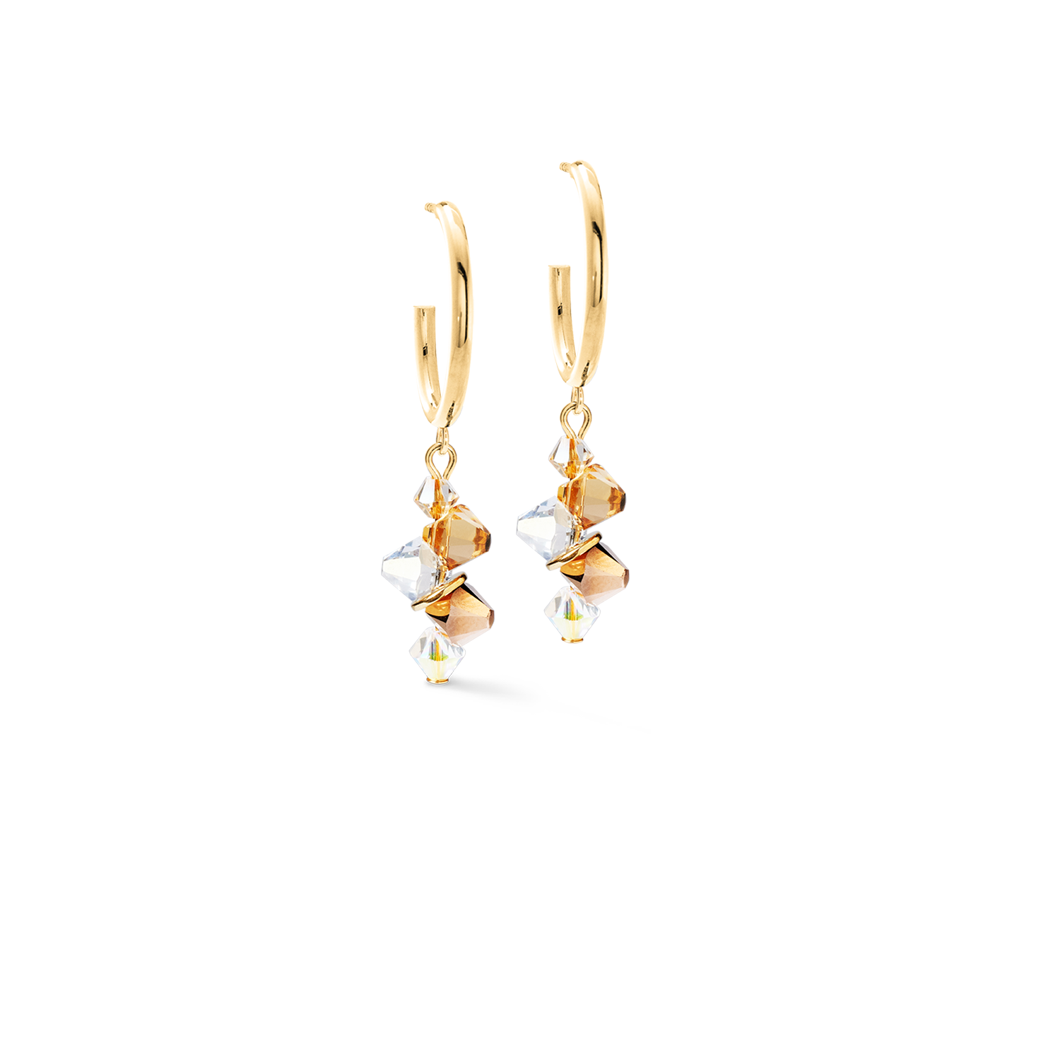 Boucles d'oreilles Dancing Crystals or-beige