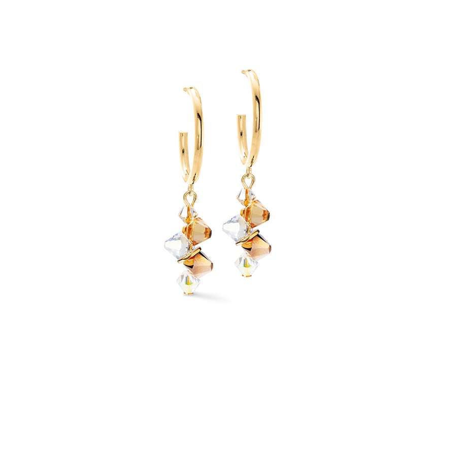 Boucles d'oreilles Dancing Crystals or-beige