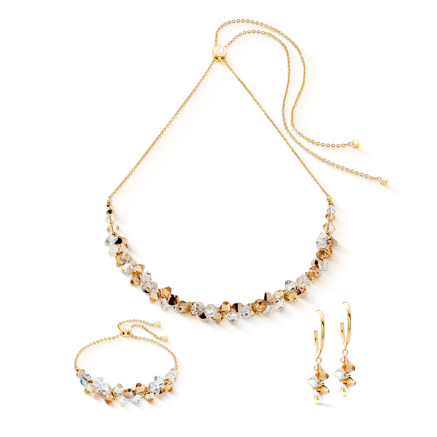 Boucles d'oreilles Dancing Crystals or-beige