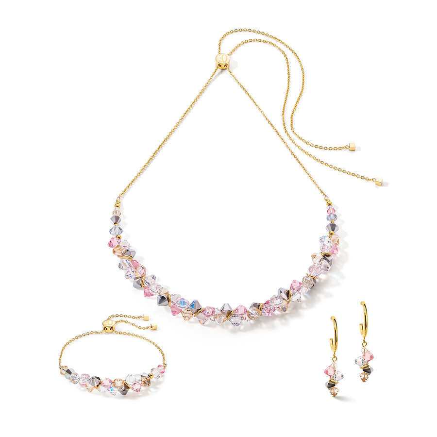 Boucles d'oreille Dancing Crystals or rose clair
