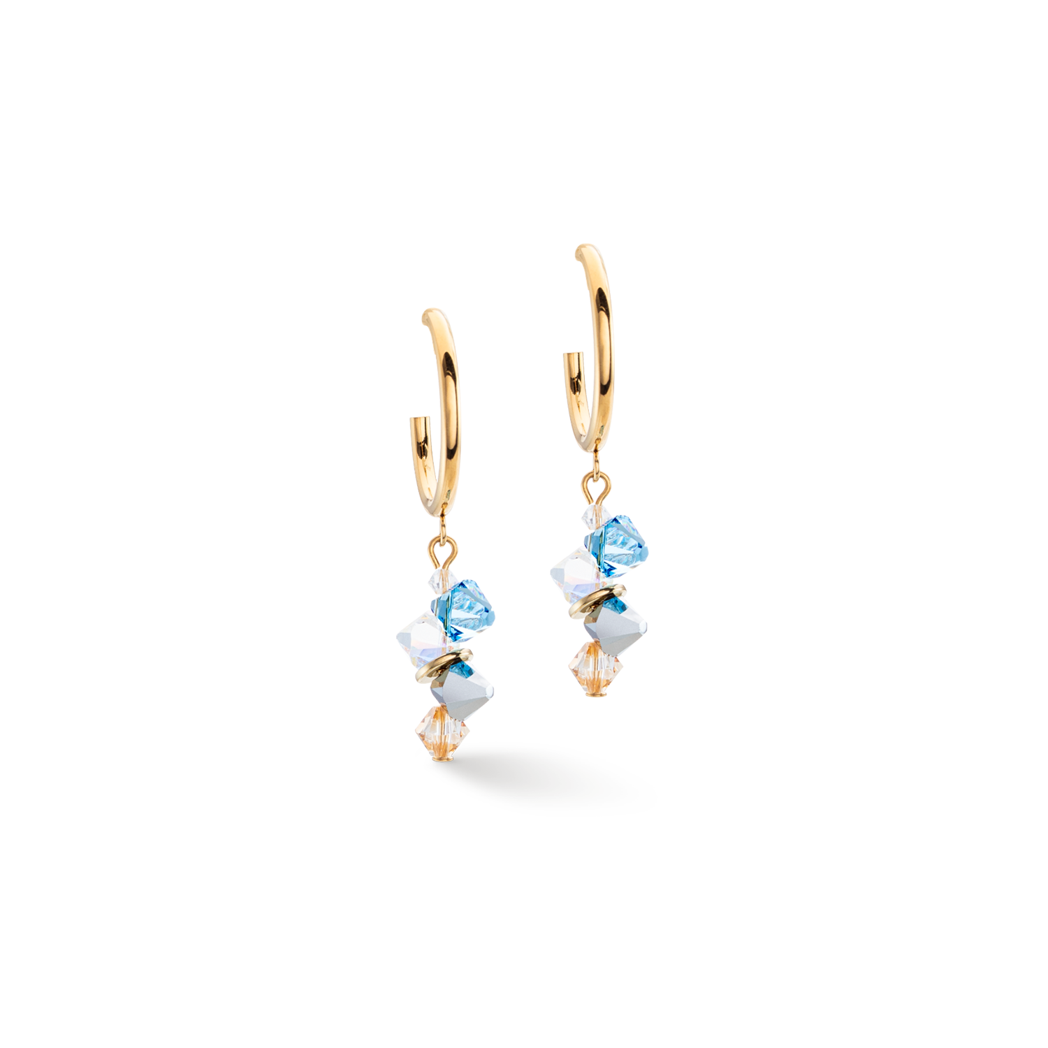Boucles d'oreille Dancing Crystals or aqua