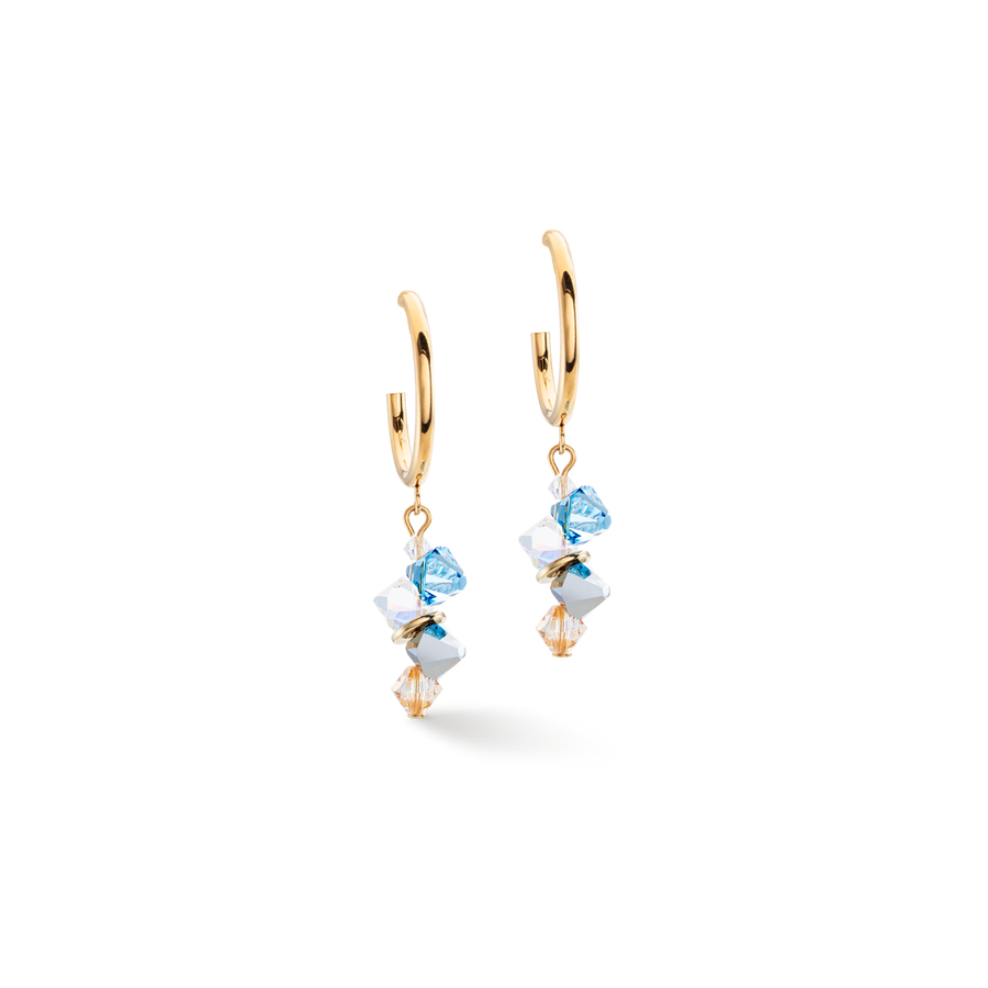 Boucles d'oreille Dancing Crystals or aqua