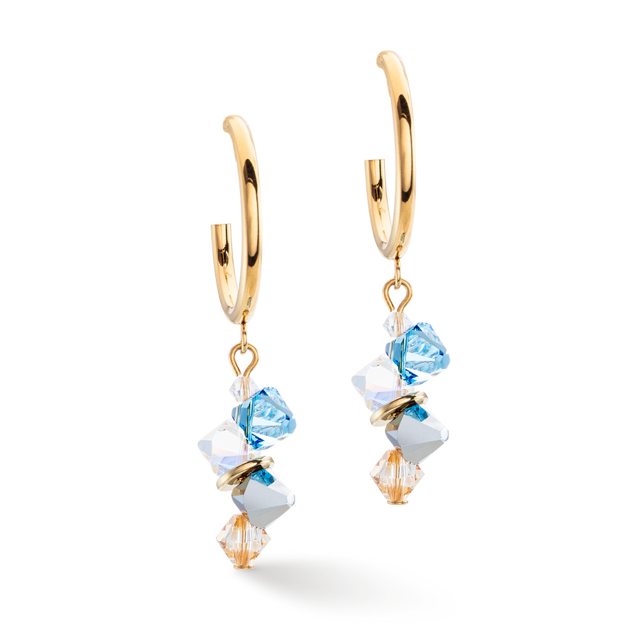 Boucles d'oreille Dancing Crystals or aqua