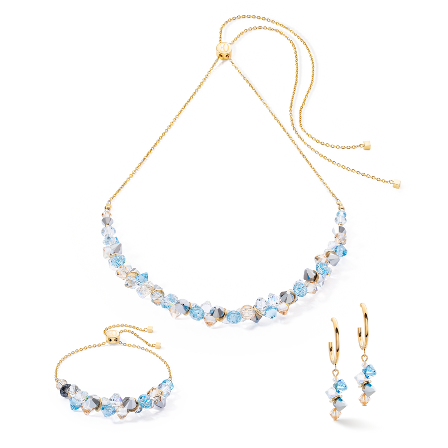 Boucles d'oreille Dancing Crystals or aqua