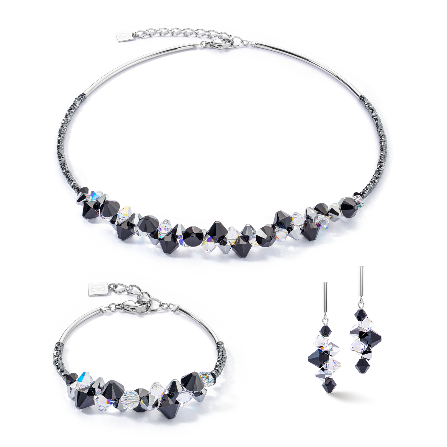 Boucles d'oreilles Dancing Crystals Update argent-noir