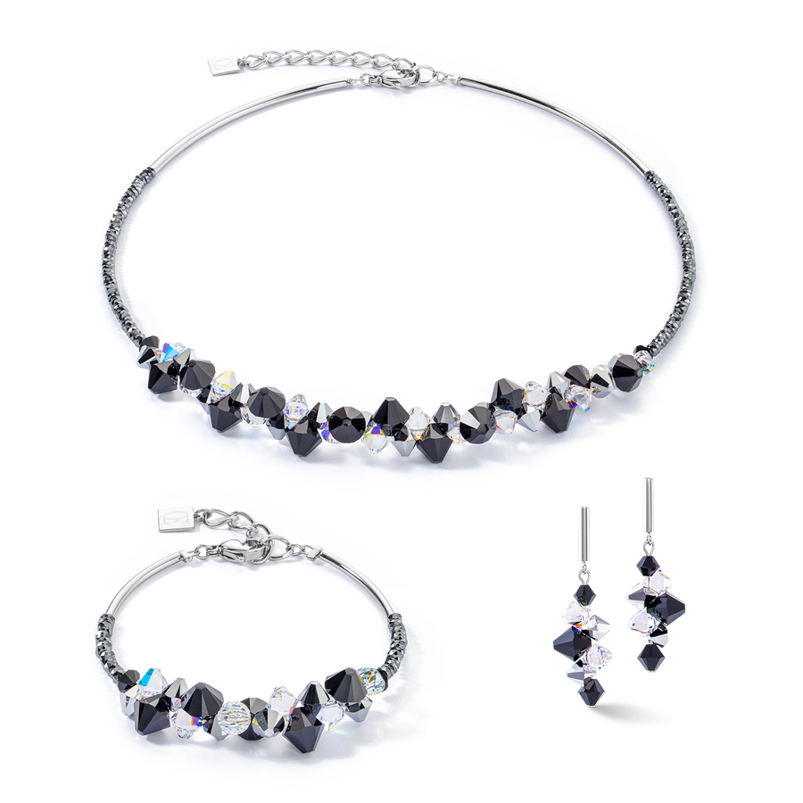 Boucles d'oreilles Dancing Crystals Update argent-noir