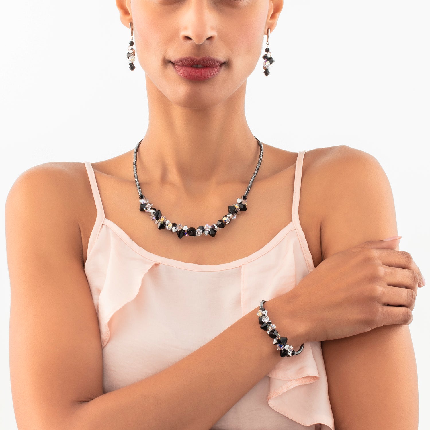 Boucles d'oreilles Dancing Crystals Update argent-noir