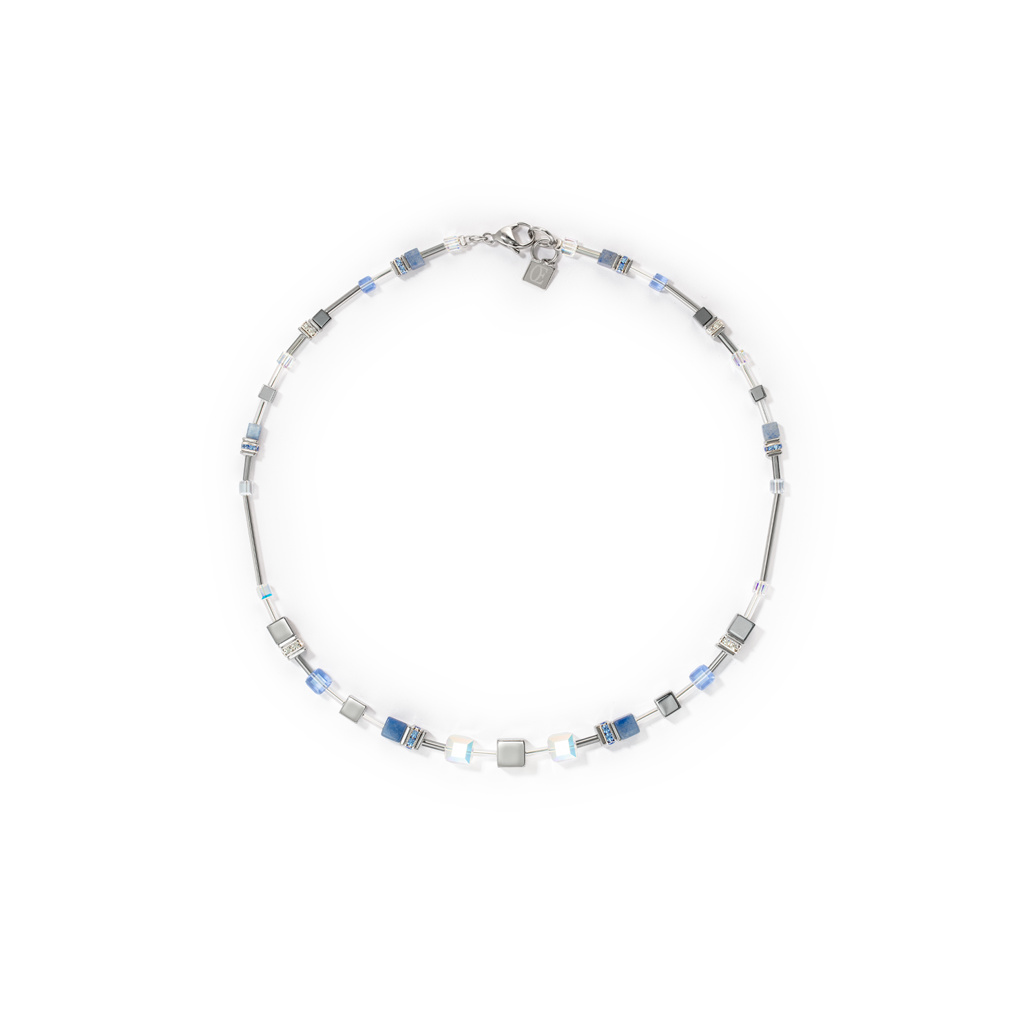 Collier GeoCUBE® Fusion Chain argent bleu