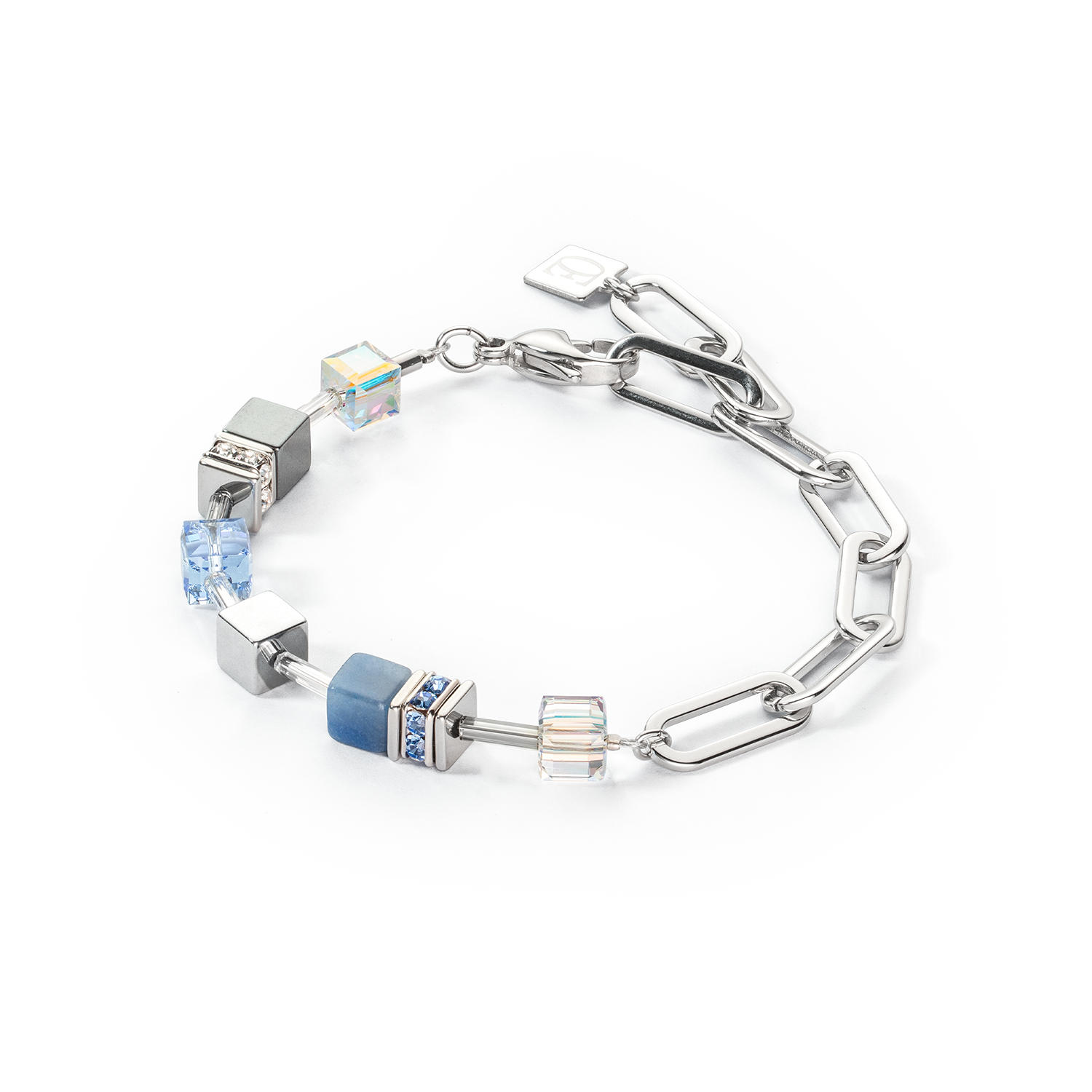 Bracelet GeoCUBE® Fusion Chain argent bleu