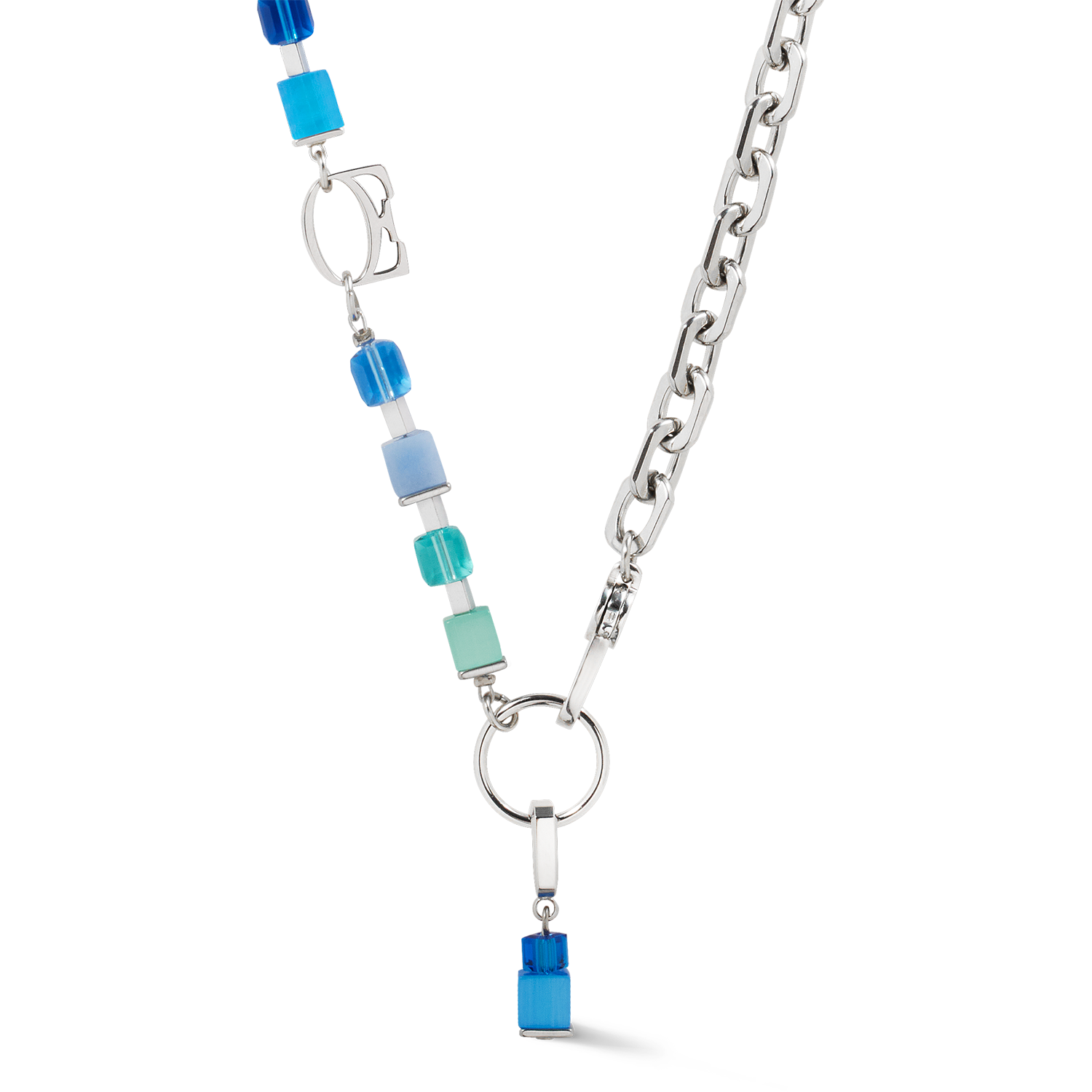 Collier Cube Fusion Charm argent-océan