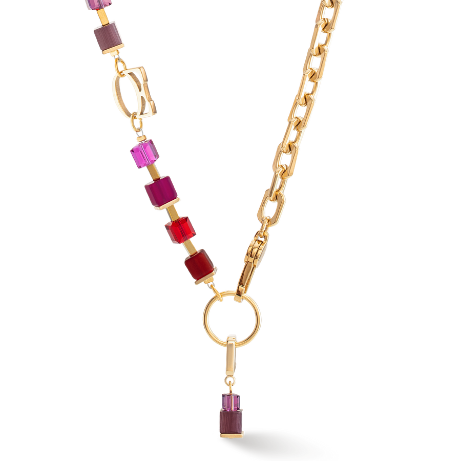 Collier Cube Fusion Charm or-rouge