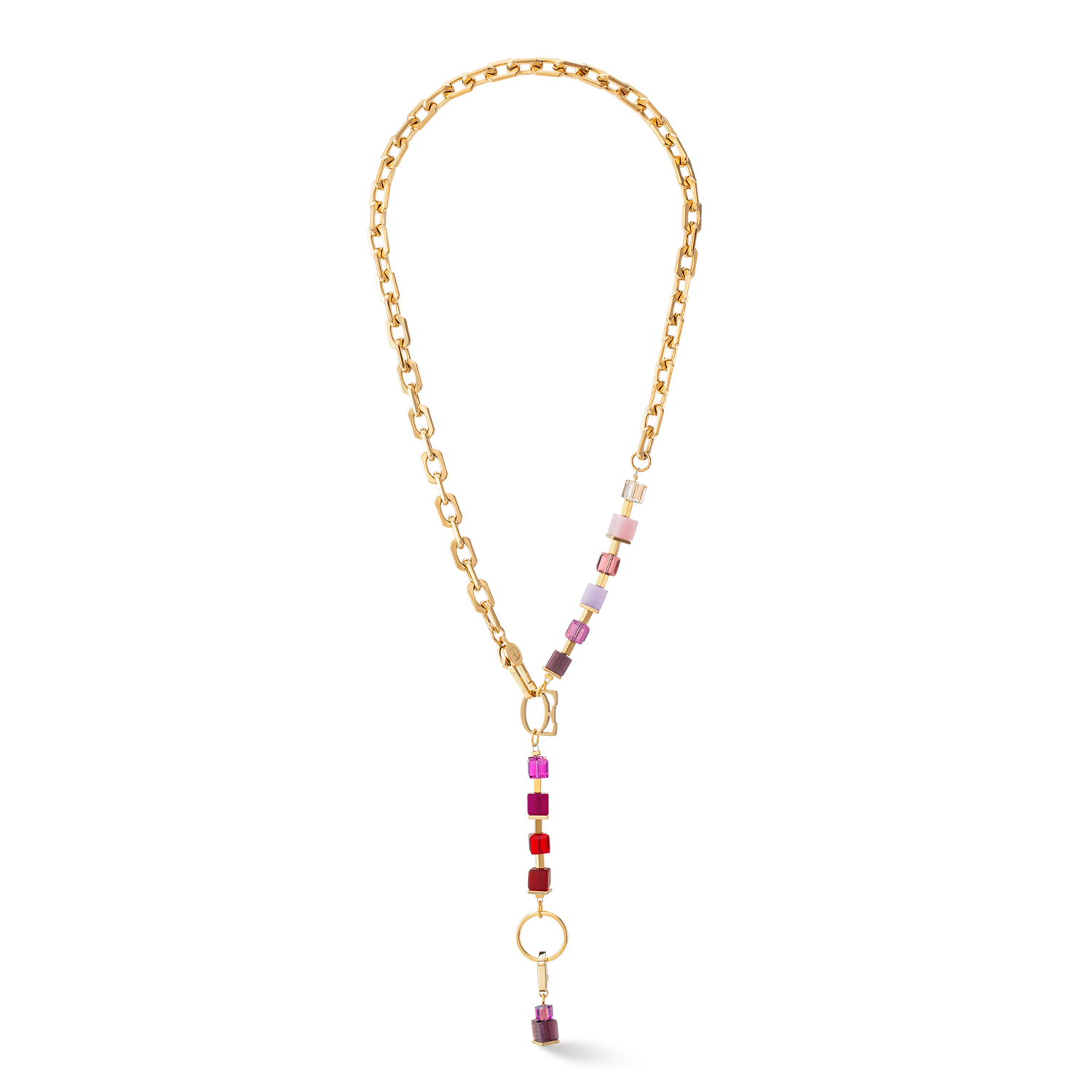 Collier Cube Fusion Charm or-rouge