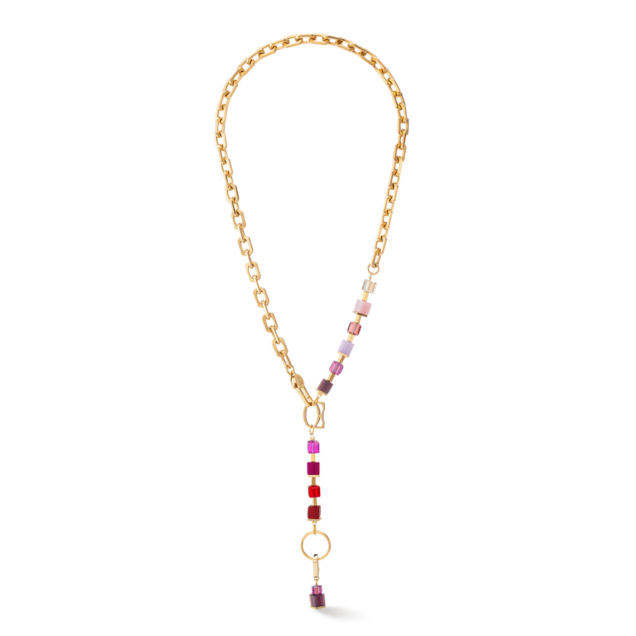 Collier Cube Fusion Charm or-rouge