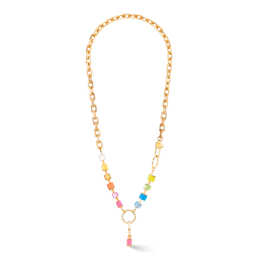 Collier Cube Fusion Charm or-rainbow