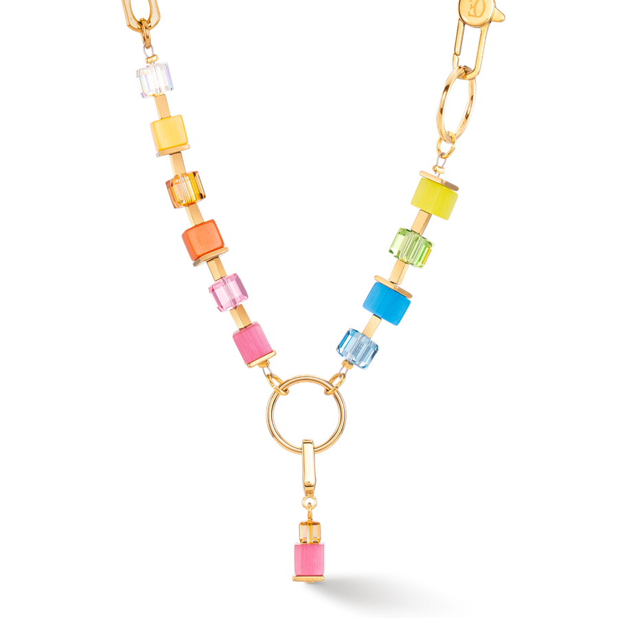 Collier Cube Fusion Charm or-rainbow
