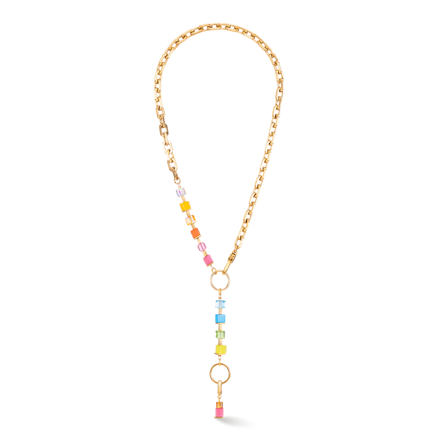 Collier Cube Fusion Charm or-rainbow